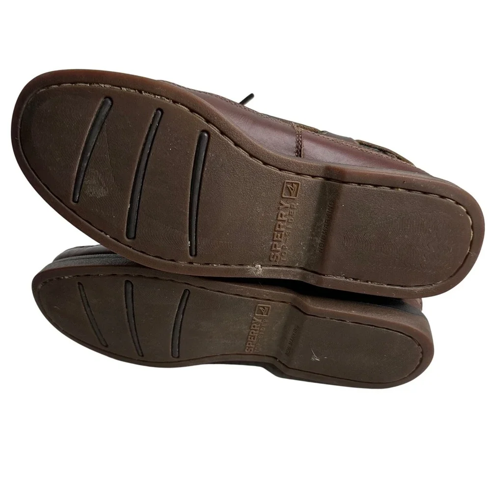 Sperry Top Sider Mako Collection Men's preppy  Brown Leather Boat Shoes SZ 9.5 M